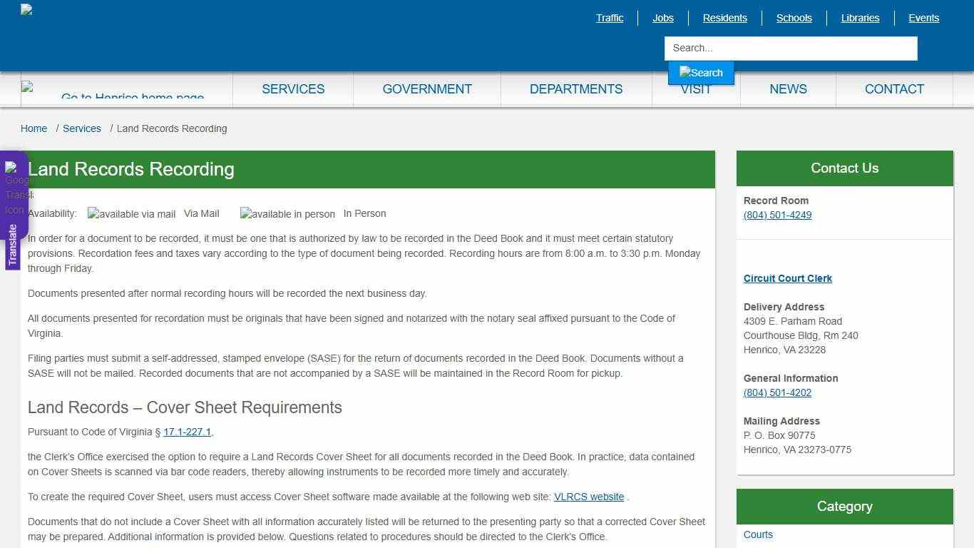 Land Records Recording » Henrico County, Virginia